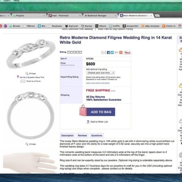 0.25 Carat Diamond Engagement Ring in Box Retro Moderne Art Deco Size 7 - Picture 7 of 10